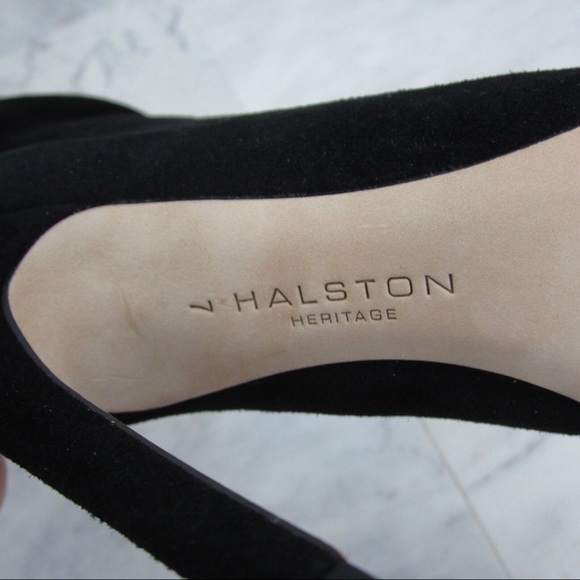HALSTON HERITAGE Black Suede SANDRA High Heel Slouchy Open Toe Ankle Booties 7 - Picture 8 of 10